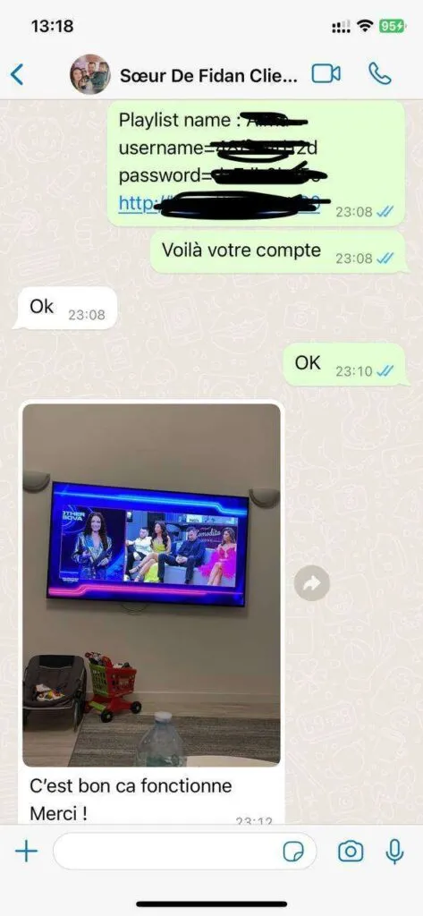Renouvellement d'abonnement IPTV annuel confirmé via WhatsApp